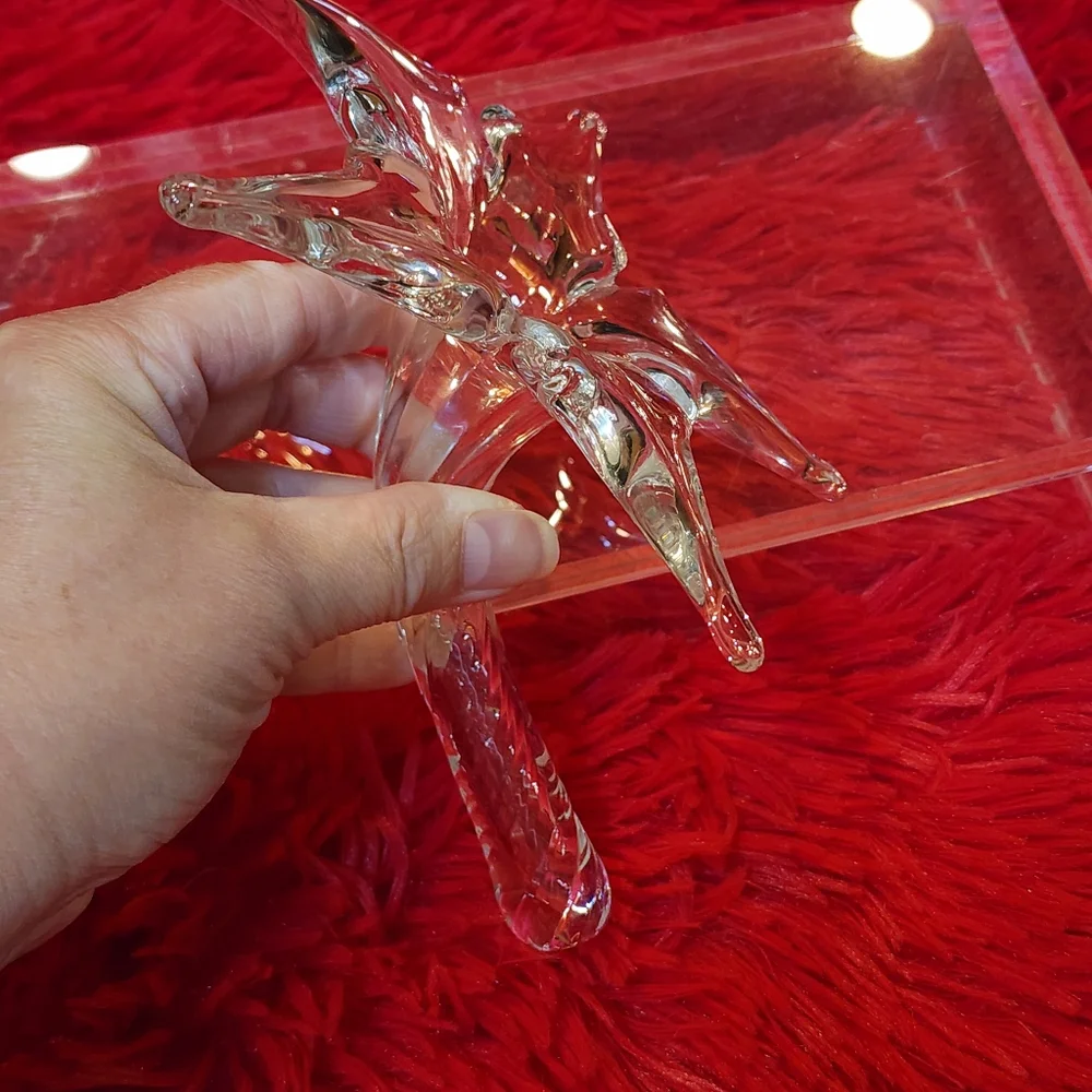 RARE Vintage Hand Blown Clear Glass Flower Blossom Holder Bud Vase